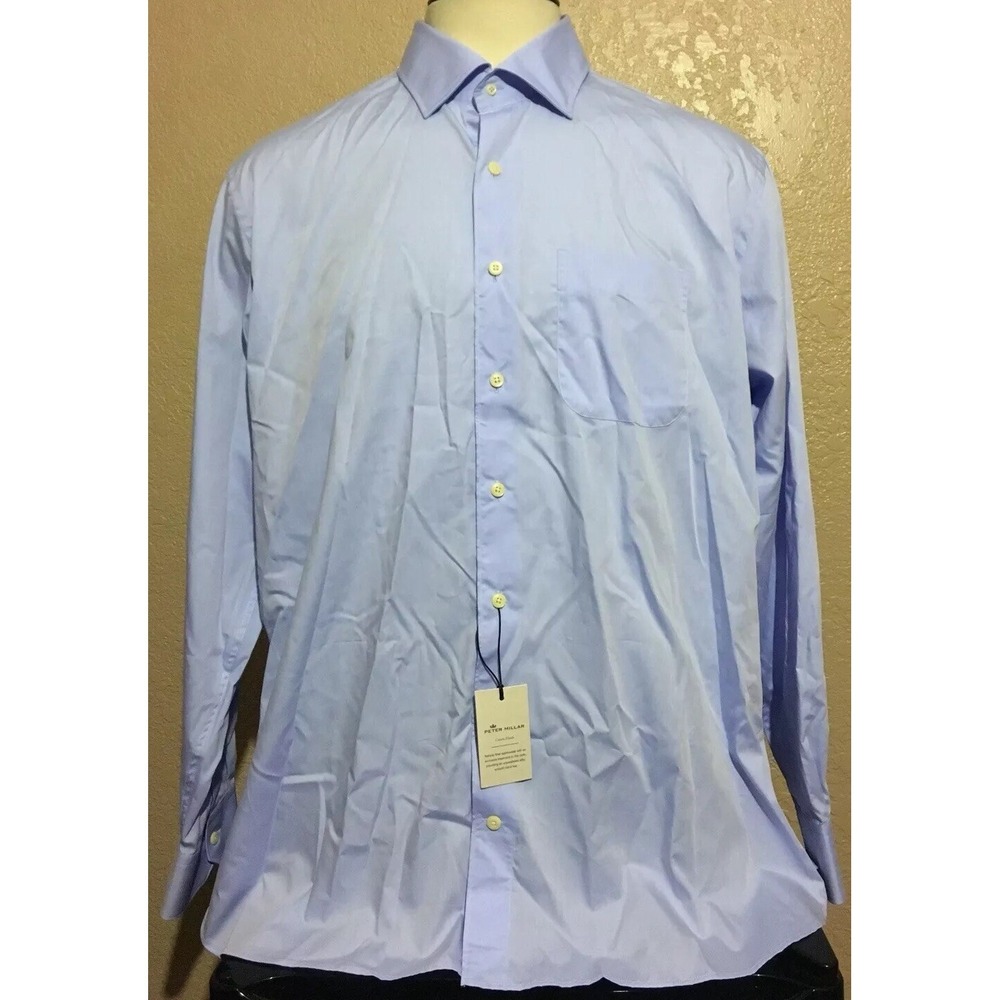 NEW Peter Millar Crown Finish Men's Size 18 Extra Long Light Blue Dress Shirt